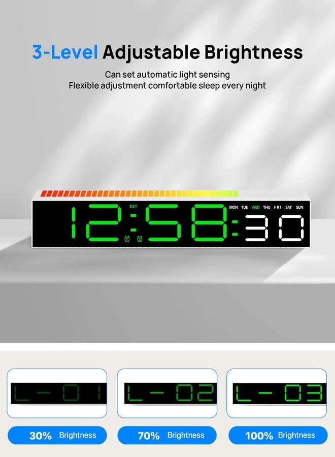 MASHI Digital Alarm Clock, Digital Clock for Bedrooms with 10 Color Changing Night Light，DST, Adjustable Brightness,Dynamic Music Sync for Bedside, Gaming PC & TV Backlight Strips Decoration(Green) - Image 4